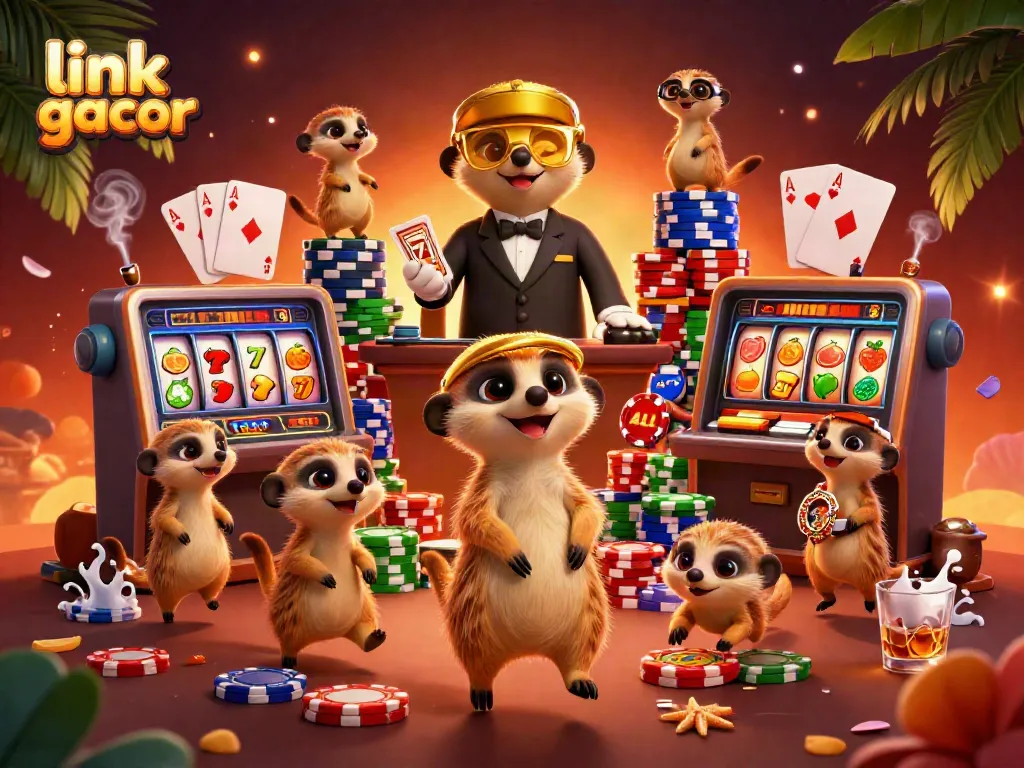 Experience thrilling wins with link gacor at an elaborate meerkat-run casino featuring vibrant slot themes.