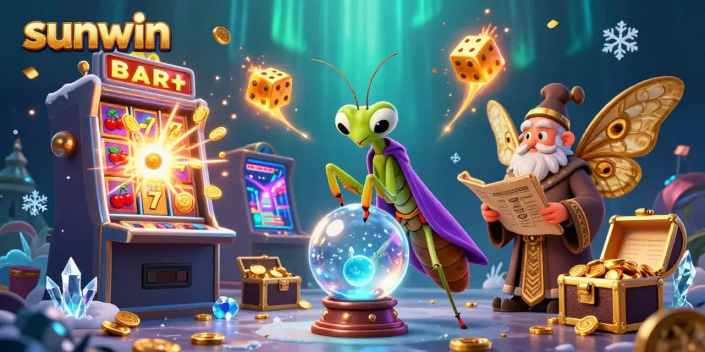 Experience thrilling wins with sunwin amidst vibrant casino elements and magical characters.